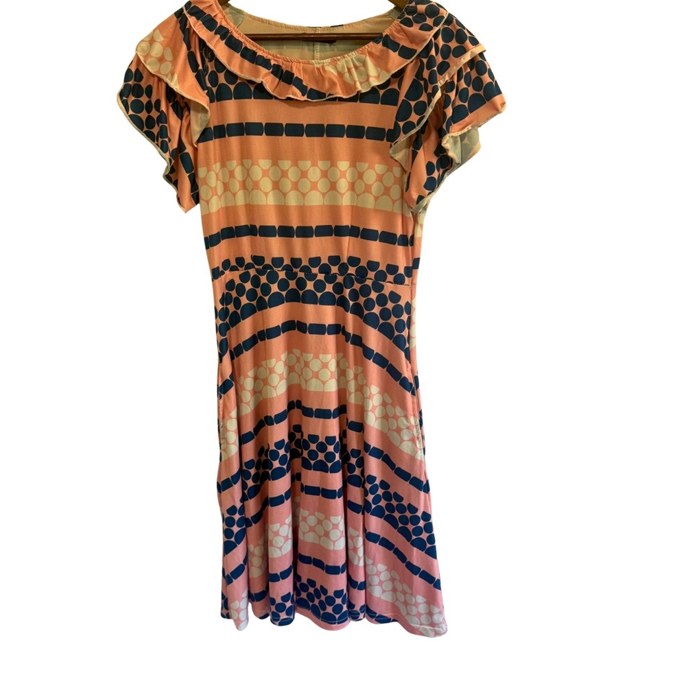 Reborn Peach and Navy Midi Dress